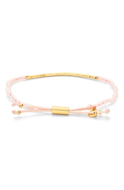 Shop Gorjana Power Gemstone Beaded Bracelet In Rose Quartz/ Gold
