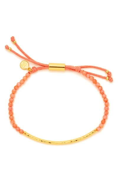 Shop Gorjana Power Gemstone Beaded Bracelet In Pink Coral / Gold