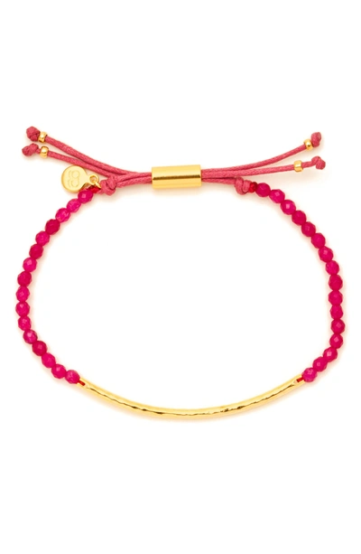 Shop Gorjana Power Gemstone Beaded Bracelet In Pink Chalcedony / Gold