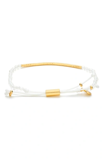 Shop Gorjana Power Gemstone Beaded Bracelet In Crystal Quartz/ Gold