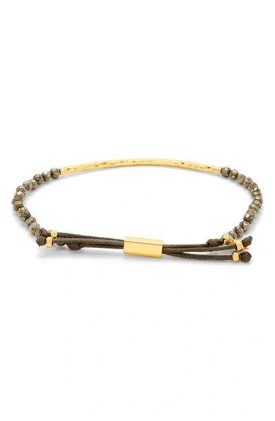 Shop Gorjana Power Gemstone Beaded Bracelet In Pyrite/ Gold