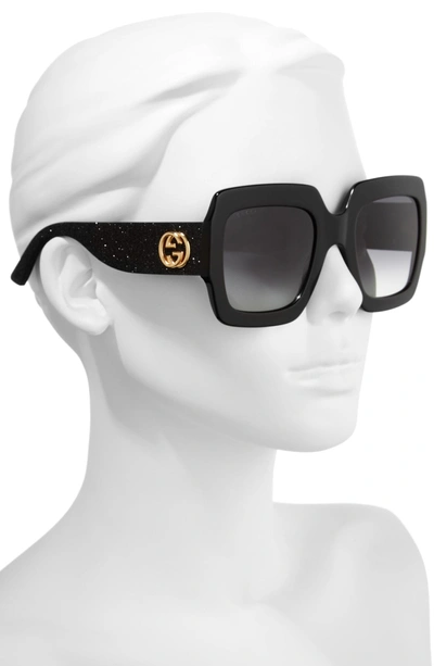 Shop Gucci 54mm Square Sunglasses - Black/ Grey