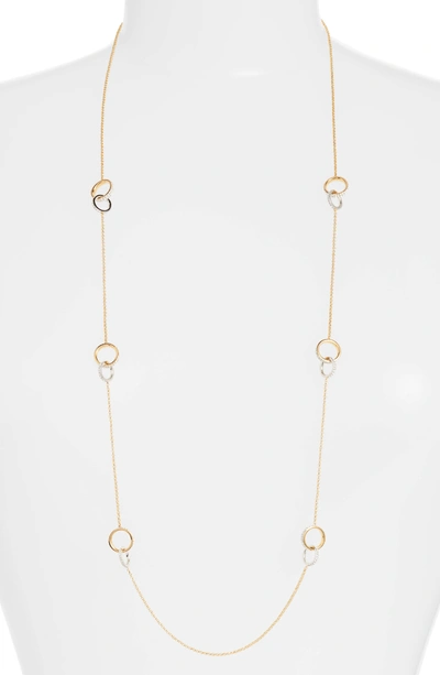 Shop Nadri Trinity Double Link Long Necklace In Gold / Silver