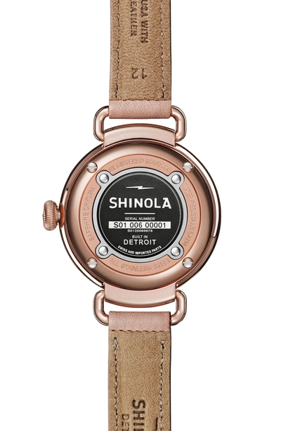 Shop Shinola Canfield Leather Strap Watch, 32mm In Blush/ Silver/ Rose Gold