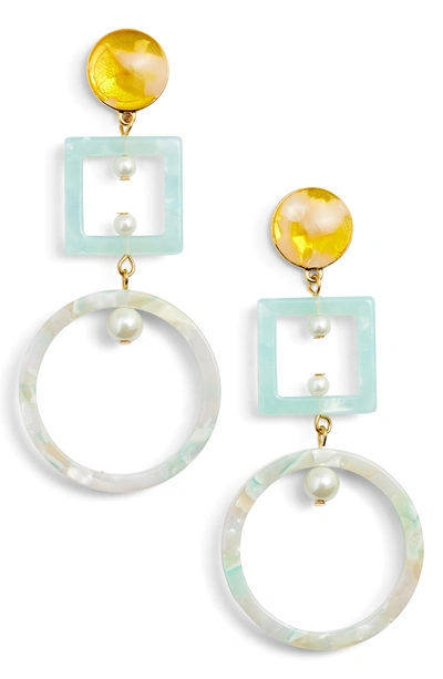 Shop Lele Sadoughi Cage Imitation Pearl Drop Earrings In Sunshine Yellow