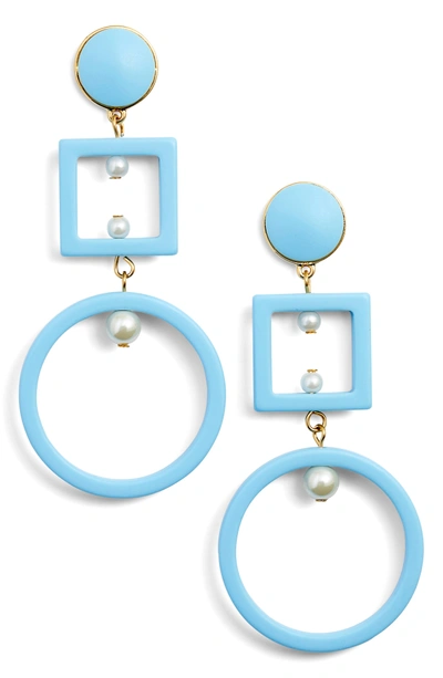 Shop Lele Sadoughi Cage Imitation Pearl Drop Earrings In Turquoise