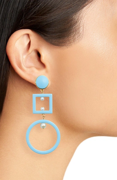 Shop Lele Sadoughi Cage Imitation Pearl Drop Earrings In Turquoise