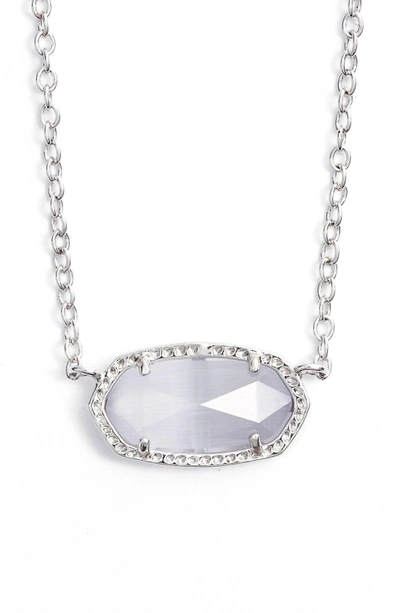 Shop Kendra Scott Elisa Pendant Necklace In Rhodium/ Slate Cats Eye