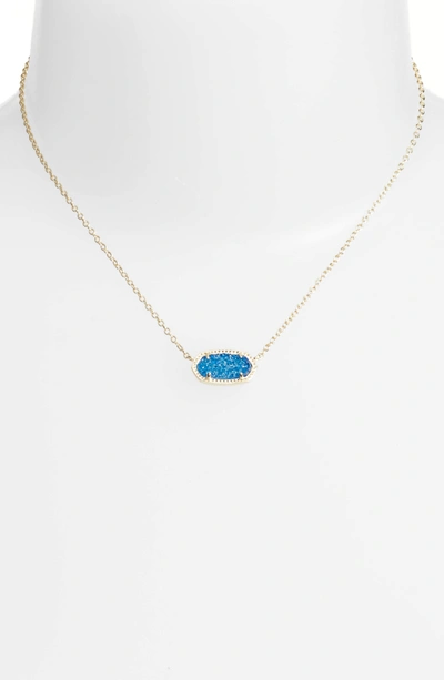 Shop Kendra Scott Elisa Pendant Necklace In Cobalt Drusy/ Gold