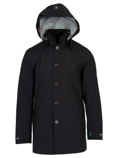 Shop Save The Duck Coat With Hood In 146-blue-black