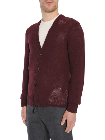 Shop Maison Margiela V Collar Cardigan In Bordeaux