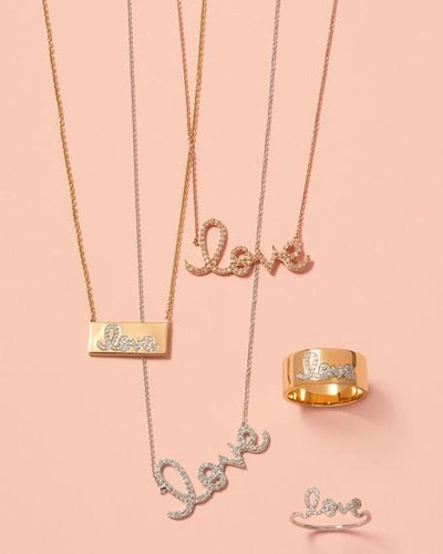 Shop Sydney Evan Pave Diamond Love Bar Necklace In Multi