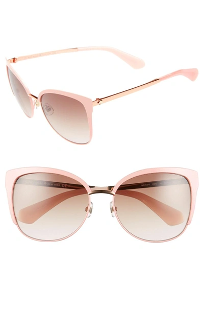 Shop Kate Spade 'genice' 57mm Cat-eye Sunglasses - Pink/ Gold