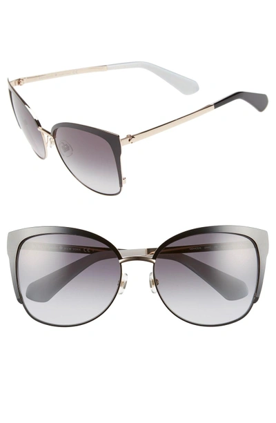 Shop Kate Spade 'genice' 57mm Cat-eye Sunglasses - Black/ Gold