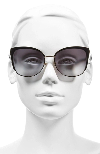 Shop Kate Spade 'genice' 57mm Cat-eye Sunglasses - Black/ Gold