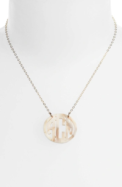 Shop Moon And Lola Small Personalized Monogram Pendant Necklace (nordstrom Exclusive) In Blonde Tortoise/ Gold