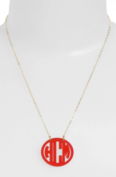 Shop Moon And Lola Small Personalized Monogram Pendant Necklace (nordstrom Exclusive) In Ruby/ Gold