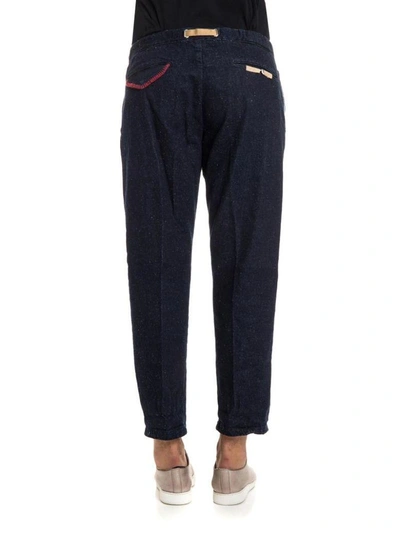 Shop White Sand Cotton Trousers In Denim