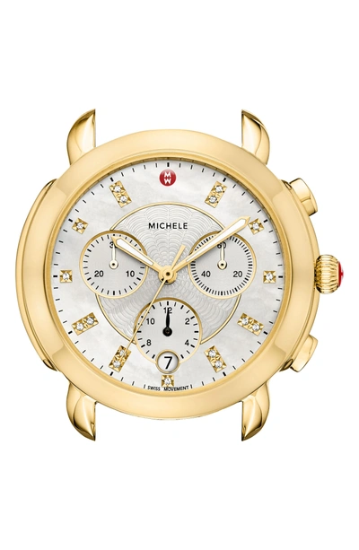 Shop Michele Sidney Chronograph Diamond Watch Head, 38mm In Gold/ Mop