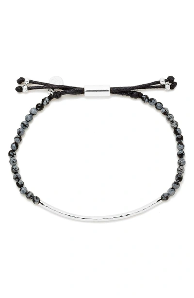 Shop Gorjana Power Gemstone Beaded Bracelet In Obsidian/ Silver