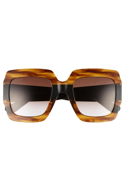 Shop Gucci 54mm Square Sunglasses In Havana