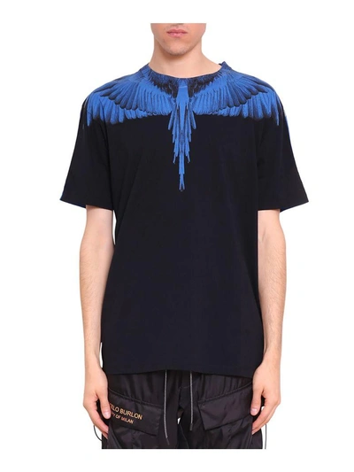 Shop Marcelo Burlon County Of Milan Double Wing Cotton T-shirt In Nero