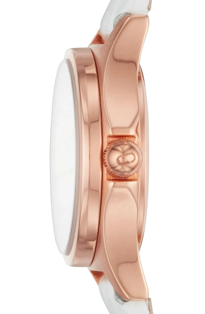 Shop Marc Jacobs Henry Leather Strap Watch, 26mm In White/ Rose Gold