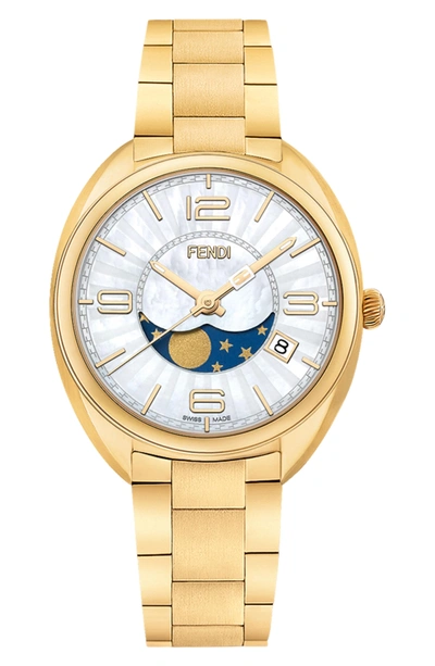Shop Fendi Momento Bracelet Watch, 34mm In Gold/ Mop/ Gold