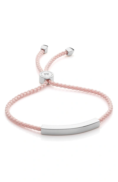 Shop Monica Vinader Linear Bar Friendship Bracelet In Silver/ Ballet Pink