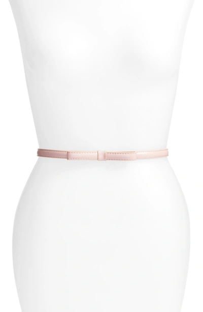 Shop Kate Spade Bow Skinny Patent Leather Belt In Rosy Cheeks