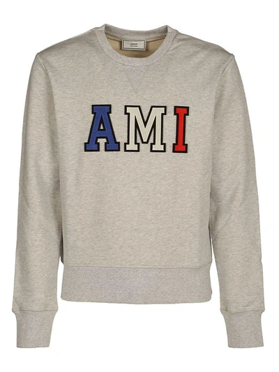 Shop Ami Alexandre Mattiussi Ami Fleece Logo Contratst In Grey