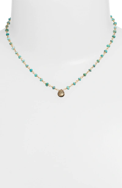 Shop Ela Rae Beaded Collar Necklace In Turquoise/ Pyrite