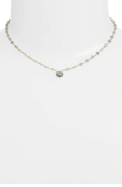 Shop Ela Rae Beaded Collar Necklace In Iolite/ Grey Moonstone