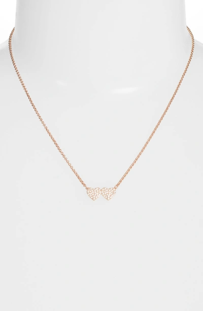 Shop Kate Spade Yours Truly Pave Heart Necklace In Rose Gold