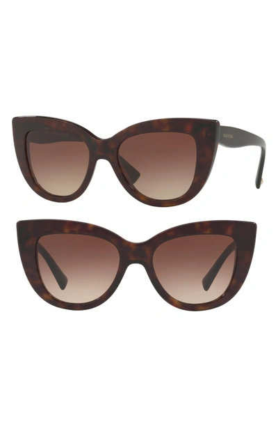 Shop Valentino 51mm Cat Eye Sunglasses - Brown Havana