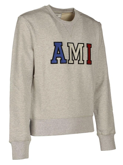 Shop Ami Alexandre Mattiussi Ami Fleece Logo Contratst In Grey