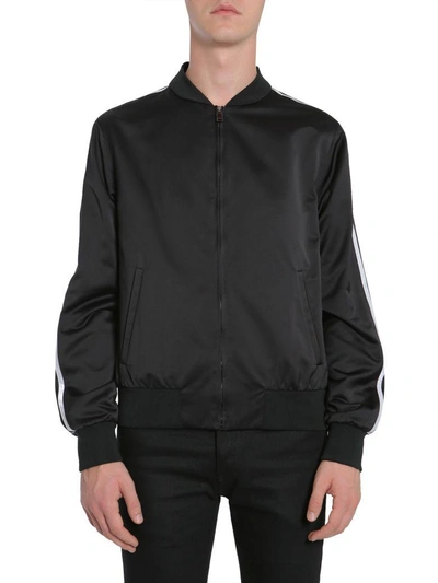Shop Versace Back Embroidered Bomber Jacket In Nero