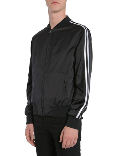 Shop Versace Back Embroidered Bomber Jacket In Nero
