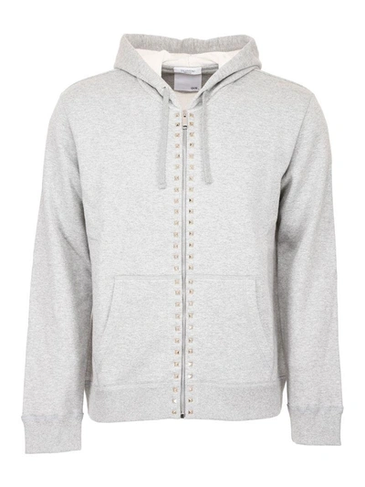 Shop Valentino Rockstud Untitled Hoodie In Grigio Melange (grey)