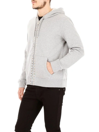 Shop Valentino Rockstud Untitled Hoodie In Grigio Melange (grey)