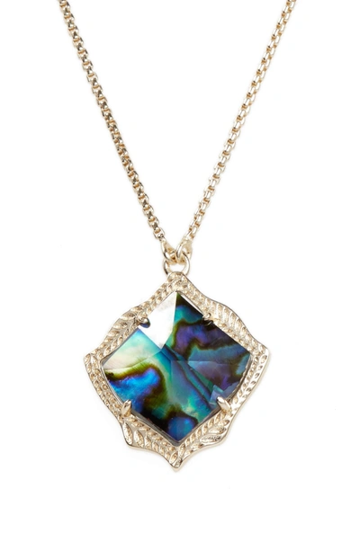 Shop Kendra Scott Kacey Pendant Necklace In Abalone Shell/ Gold