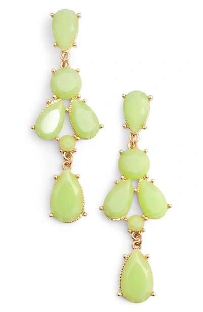 Shop Adia Kibur Stone Drop Earrings In Green/ Gold
