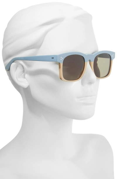 Shop Wildfox Gaudy Zero 51mm Flat Square Sunglasses - Baby Blue-cream