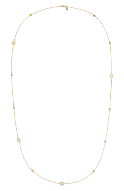 Shop Gucci Double-g Station Necklace In Yellow Gold