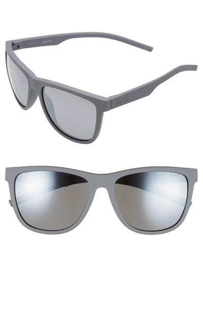 Shop Polaroid 56mm Retro Polarized Sunglasses - Grey/ Grey Mirror