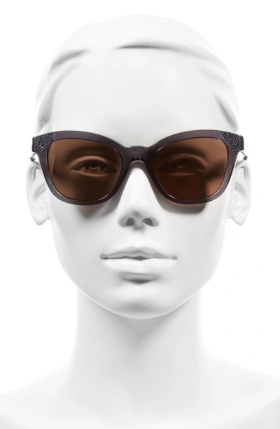 Shop Valentino 52mm Cat Eye Sunglasses In Transparent Grey/ Blue Crystal