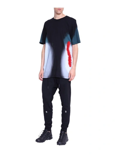 Shop 11 By Boris Bidjan Saberi Embroidered Cotton T-shirt In Nero