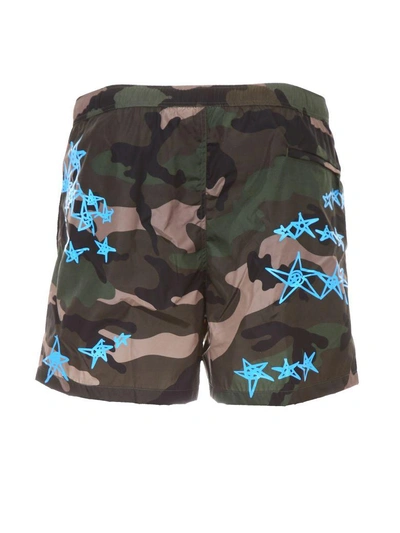Shop Valentino Swim Shorts With Pouch In Camou Army Roy Al Bluverde