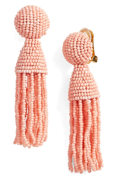 Shop Oscar De La Renta 'classic Short' Tassel Drop Clip Earrings In Grapefruit