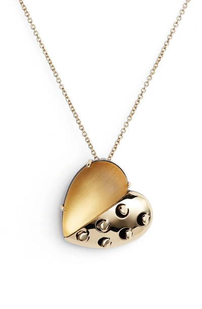 Shop Alexis Bittar Small Lucite Grater Heart Pendant Necklace In Gold